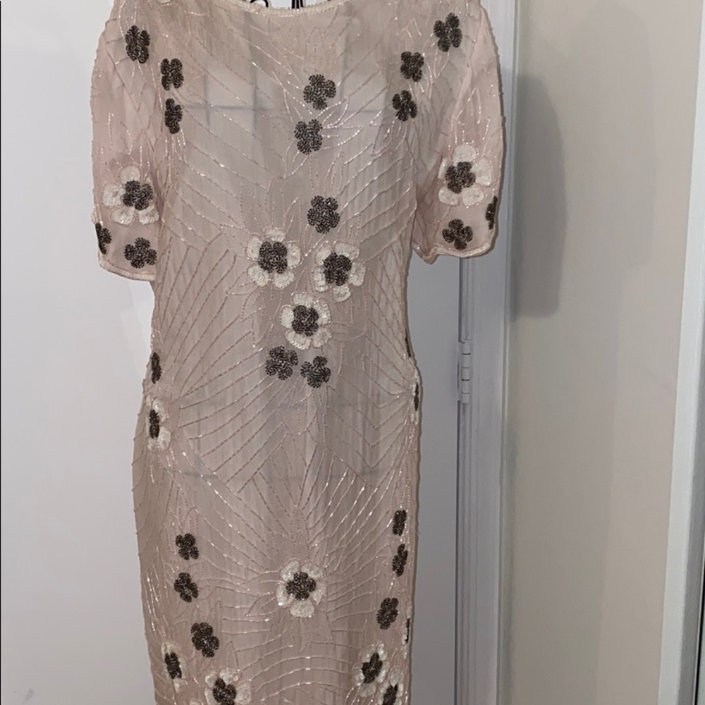 100 silk vintage dress with hand made sequences